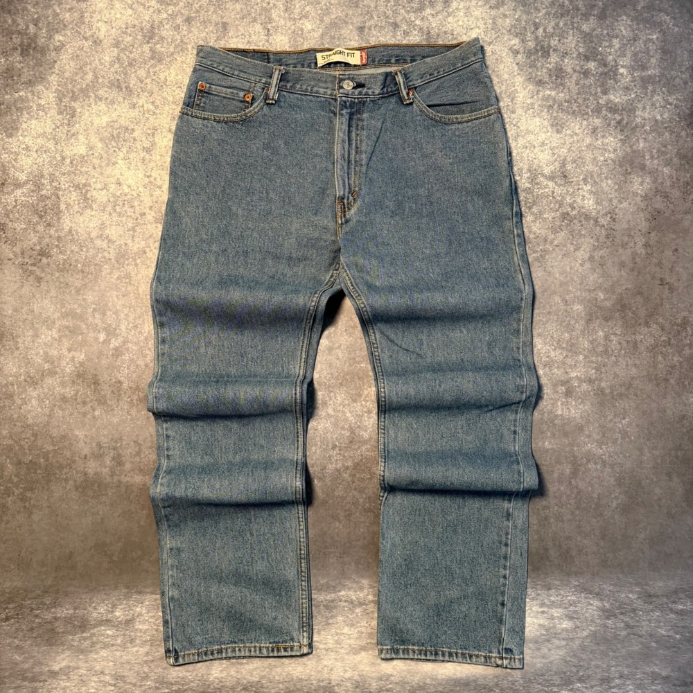 Vintage Levis 505 Straight Fit Mens Blue Jeans Size 36x32 Medium Wash Cotton